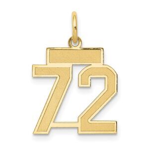 14k Yellow Gold, Jersey Collection, Small Number 72 Pendant
